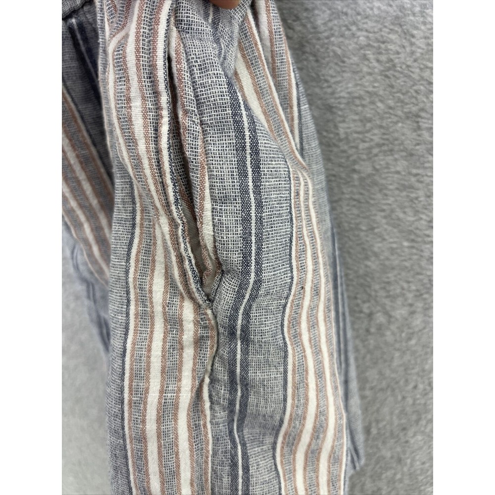 American Eagle Romper Striped Size XS Pockets Short Sleeve Cinch Waist Linen - Picture 8 of 12